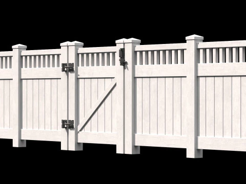 Wooden Fence set PBR 08 3D Model