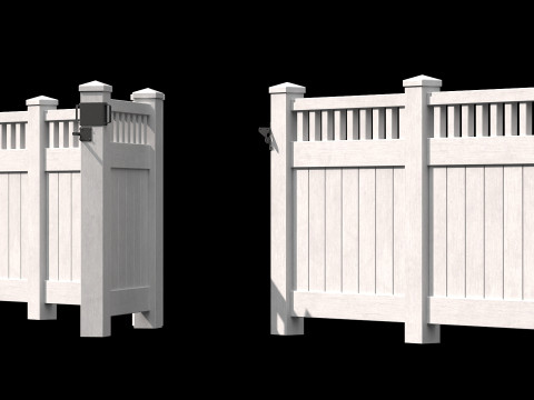 Wooden Fence set PBR 08 3D-Modell