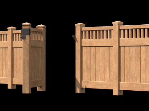 Wooden Fence set PBR 08 3D-Modell