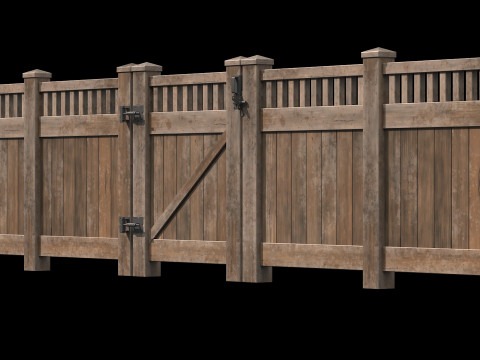 Wooden Fence set PBR 08 3D-Modell