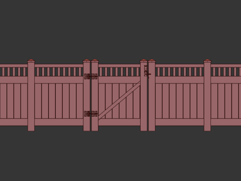 Wooden Fence set PBR 08 3D-Modell