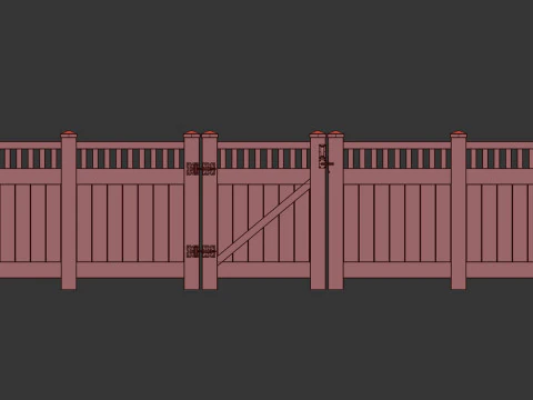 Wooden Fence set PBR 08 3D Model
