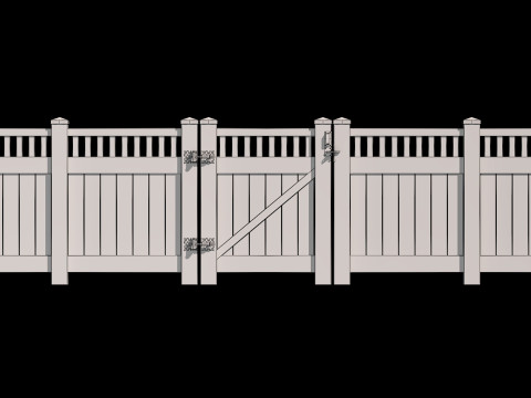 Wooden Fence set PBR 08 3D-Modell
