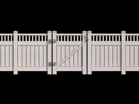 Wooden Fence set PBR 08 3D Model