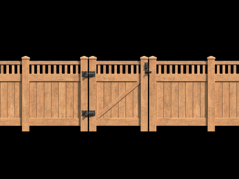 Wooden Fence set PBR 08 3D-Modell