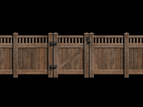 Wooden Fence set PBR 08 3D-Modell