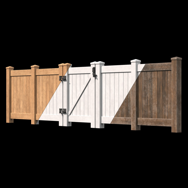 Wooden Fence set PBR 09 3D 모델 .c4d .max .obj .3ds .fbx .stl .blend 