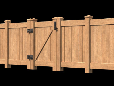 Wooden Fence set PBR 09 3D 모델