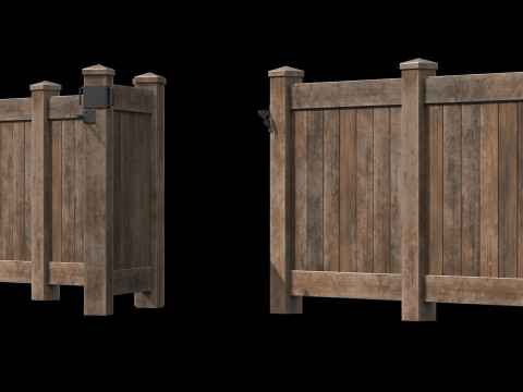 Wooden Fence set PBR 09 3D 모델