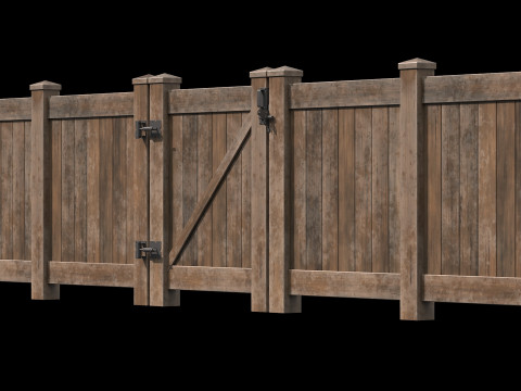 Wooden Fence set PBR 09 3D 모델