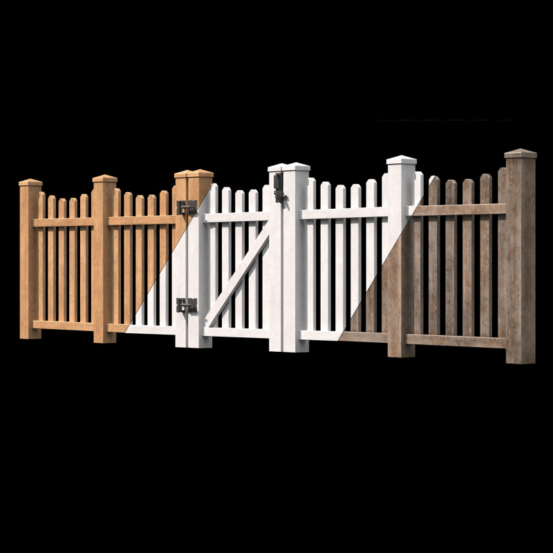 Wooden Fence set PBR 10 3D-Modell .c4d .max .obj .3ds .fbx .stl .blend 