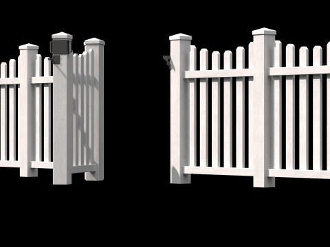 Wooden Fence set PBR 10 3D-Modell
