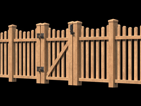 Wooden Fence set PBR 10 3D-Modell