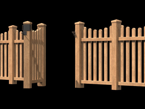 Wooden Fence set PBR 10 3D-Modell
