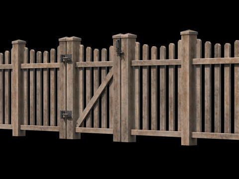 Wooden Fence set PBR 10 3D-Modell