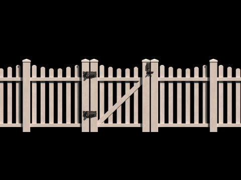 Wooden Fence set PBR 10 3D-Modell