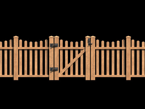 Wooden Fence set PBR 10 3D-Modell
