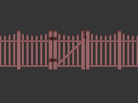 Wooden Fence set PBR 10 3D-Modell