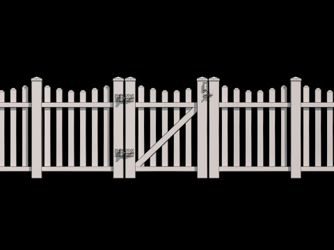 Wooden Fence set PBR 10 3D-Modell