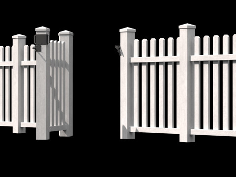 Wooden Fence set PBR 11 Modèle 3D