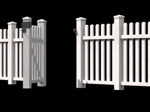 Wooden Fence set PBR 11 3D Model
