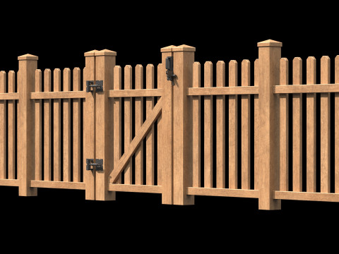 Wooden Fence set PBR 11 Modèle 3D