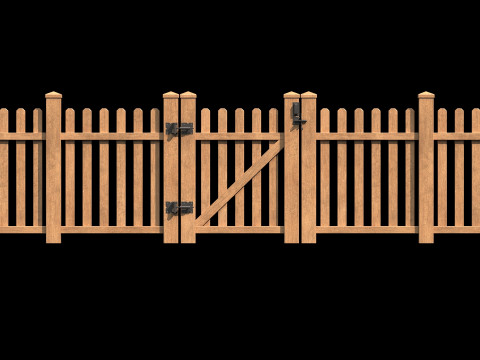 Wooden Fence set PBR 11 Modèle 3D