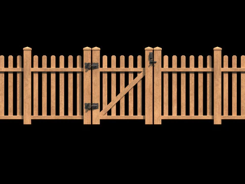 Wooden Fence set PBR 11 3D Model