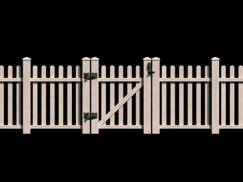 Wooden Fence set PBR 11 Modèle 3D