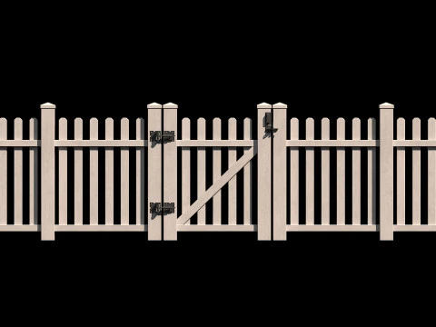 Wooden Fence set PBR 11 3D Model