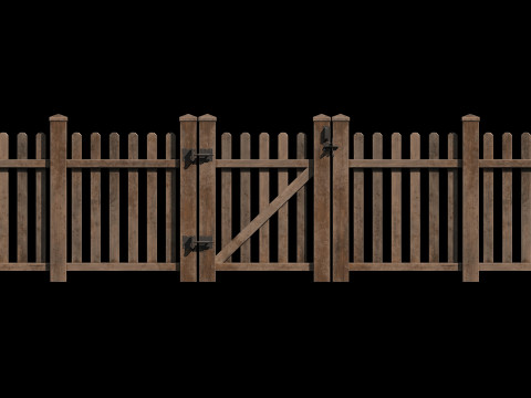Wooden Fence set PBR 11 Modèle 3D
