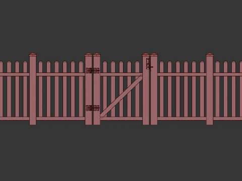 Wooden Fence set PBR 11 3D Model