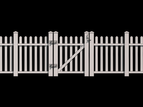 Wooden Fence set PBR 11 Modèle 3D