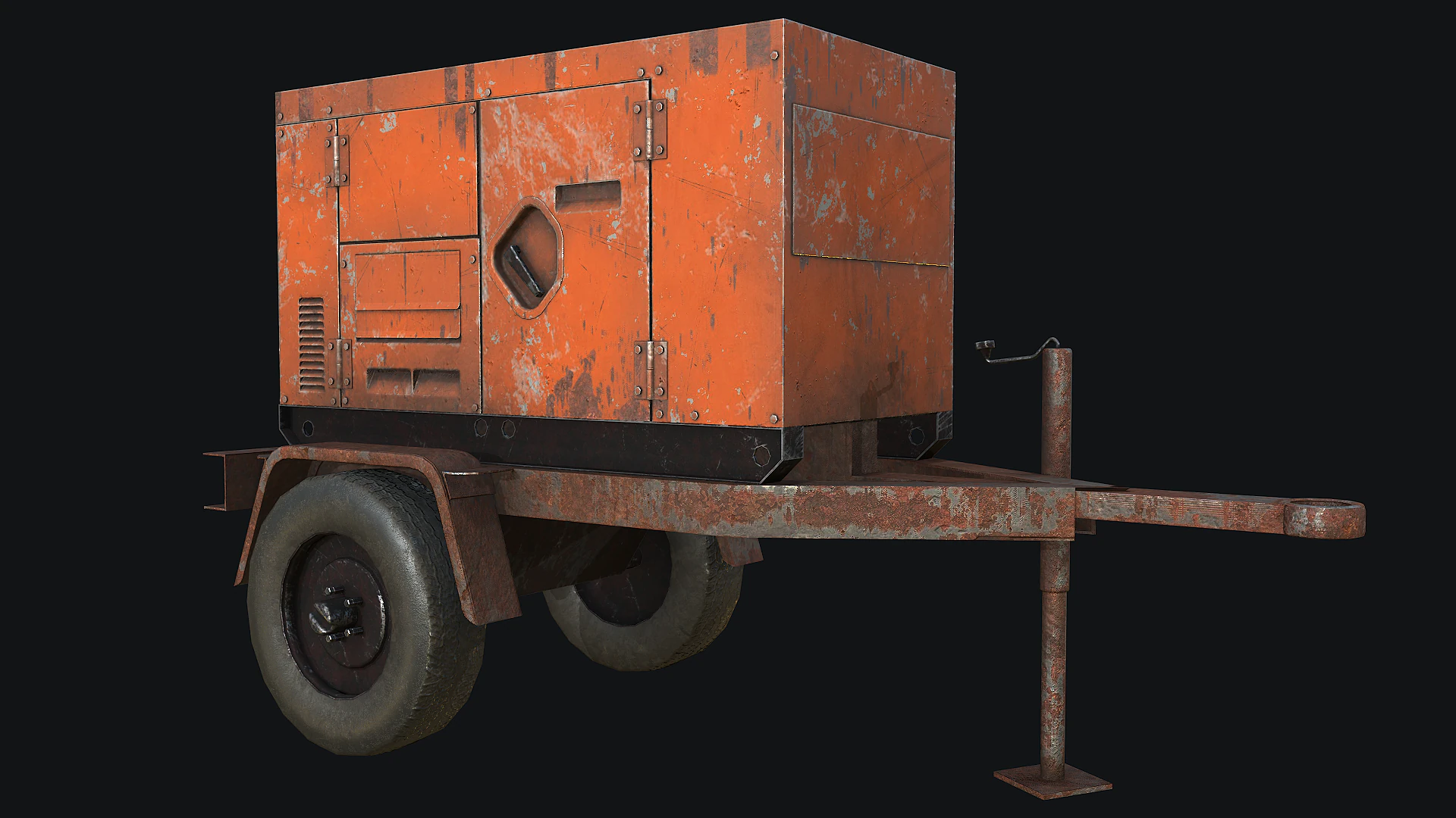Mobile Diesel Generator 01 3D Model .c4d .max .obj .3ds .fbx .stl .blend