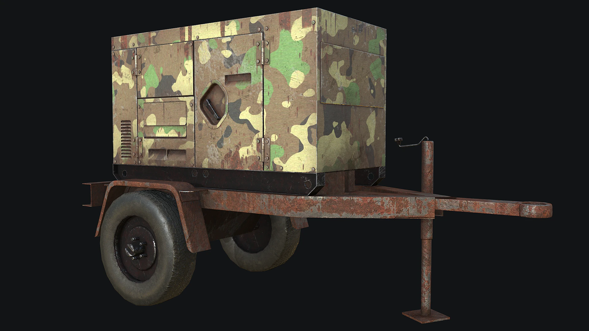 Mobile Diesel Generator 02 3D Model .c4d .max .obj .3ds .fbx .stl .blend