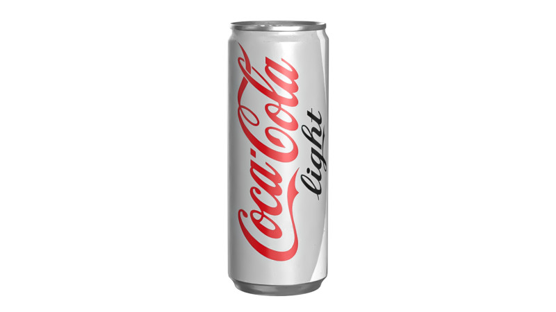 Coca Cola Light Drink Can Slim 250ml 02 3D Model .c4d .max .obj .3ds .fbx .stl .blend 