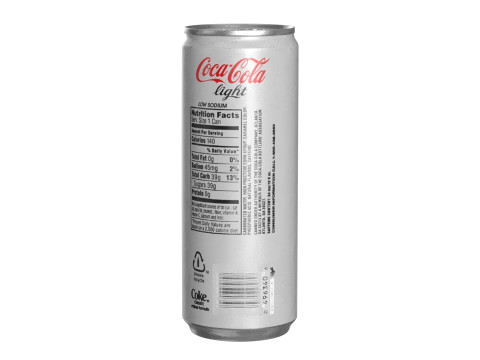 Coca Cola Light Drink Can Slim 250ml 02 3D Model