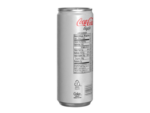 Coca Cola Light Drink Can Slim 250ml 02 3D Model