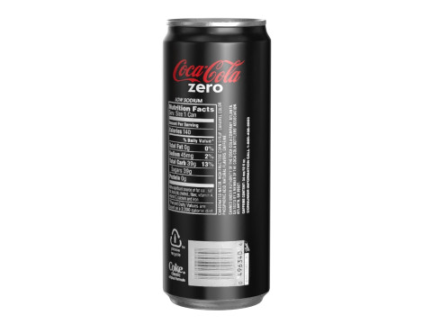 Coca Cola Zero Drink Can Sleek 330ml 07 3D Модель