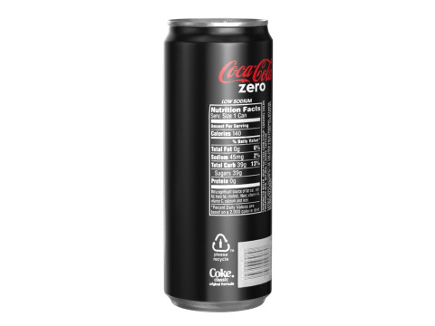 Coca Cola Zero Drink Can Sleek 330ml 07 3D Модель