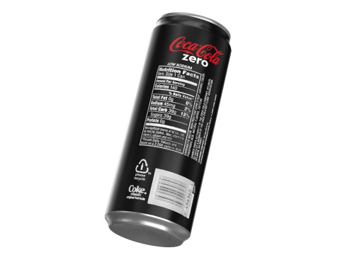Coca Cola Zero Drink Can Sleek 330ml 07 3D Модель