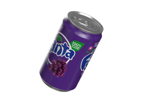 Fanta Grape Drink Can Sleek 200ml 03 3D 模型