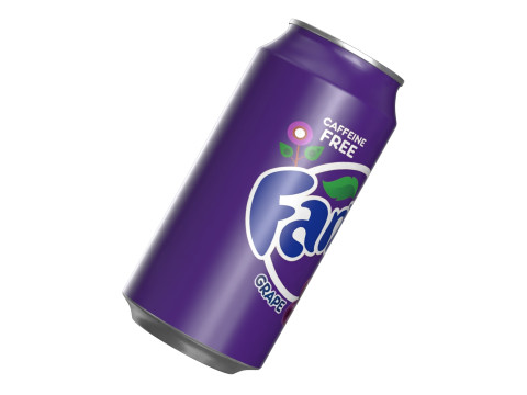 Fanta Grape Drink Can 375ml 12 3Dモデル