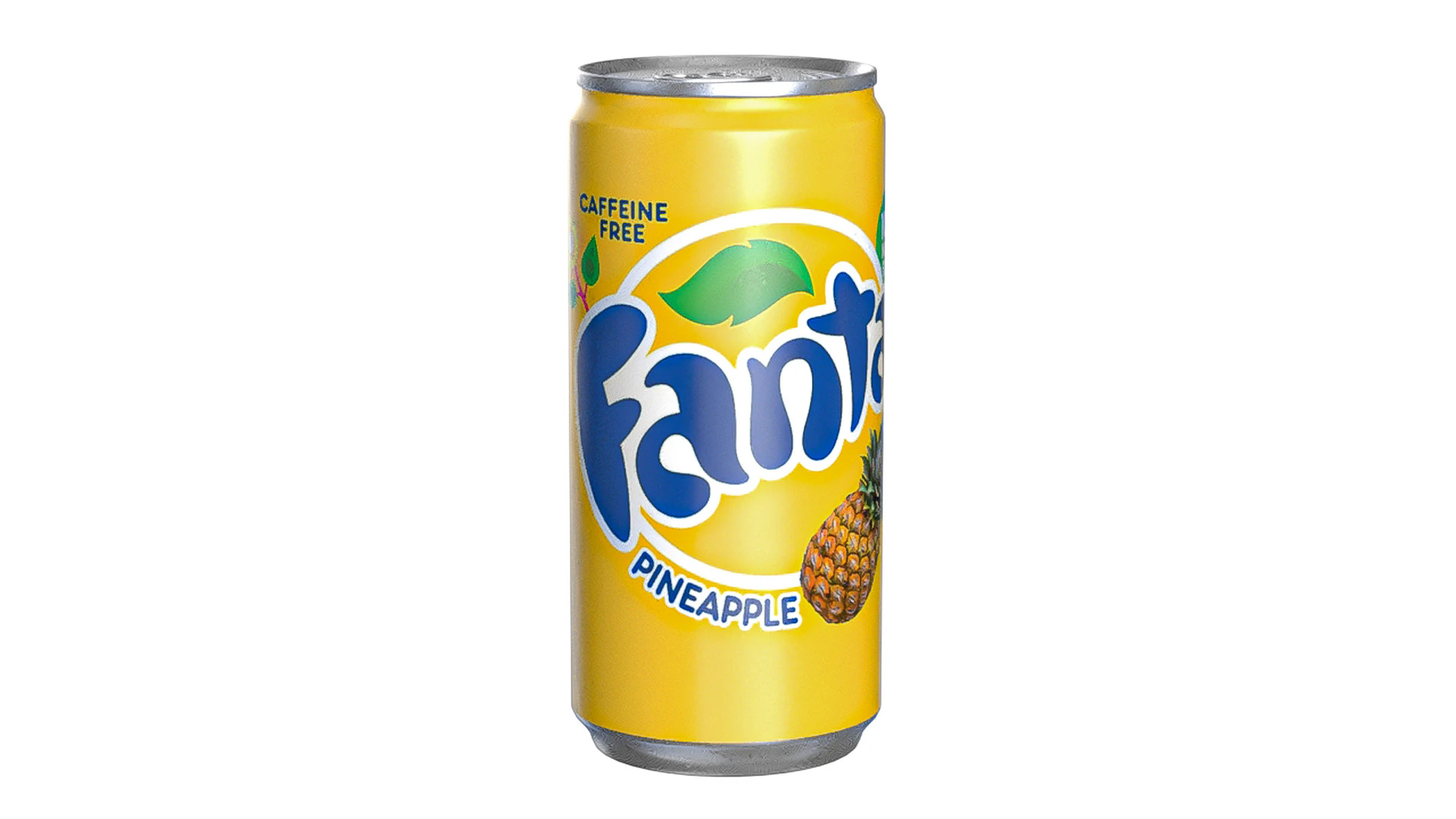 Fanta Pineapple Drink Can Slim 190ml 01 3D Model .c4d .max .obj .3ds .fbx .stl .blend 