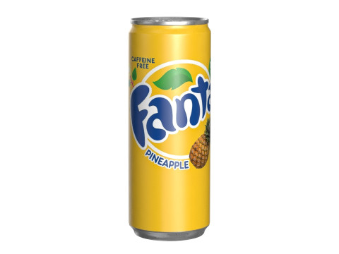 Fanta Pineapple Drink Can Slim 250ml 02 3D Model