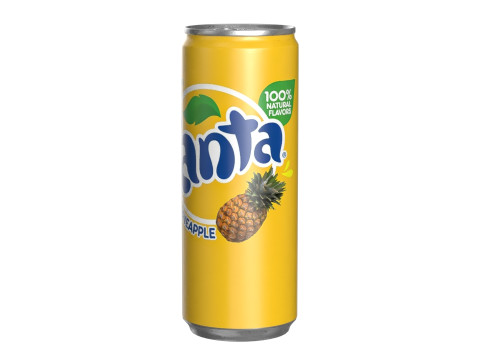 Fanta Pineapple Drink Can Slim 250ml 02 3D-Modell