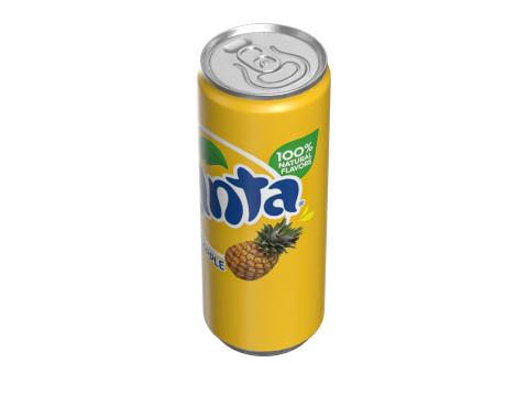 Fanta Pineapple Drink Can Slim 250ml 02 3D-Modell