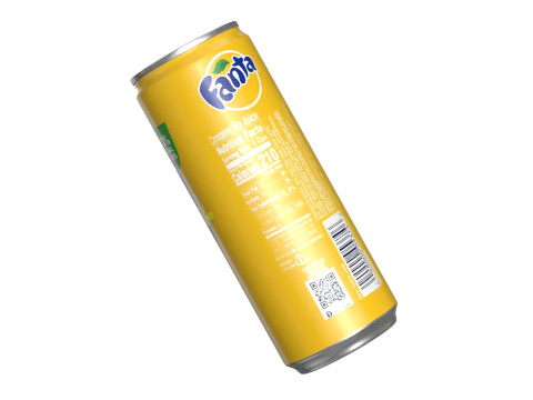 Fanta Pineapple Drink Can Slim 250ml 02 3D-Modell