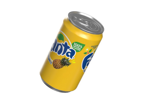 Fanta Pineapple Drink Can Sleek 200ml 03 3D Модель