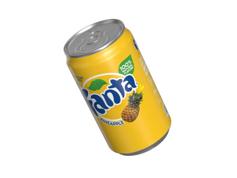 Fanta Pineapple Drink Can Sleek 200ml 03 3D Модель